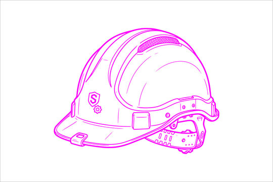 Hard hat with safety gear emblem and chin strap