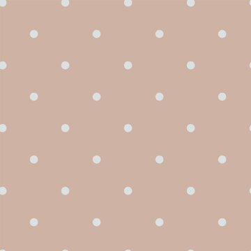 Seamless geometric light grey polka dot pattern on muted dusty pink background. Minimalist vintage vector background for wallpaper and fabric
