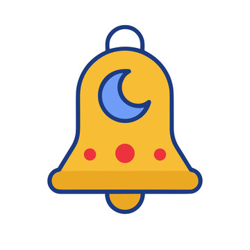 Yellow bell icon with moon and red dots