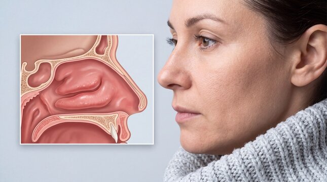 Winter Nasal Congestion and Respiratory Health Concept