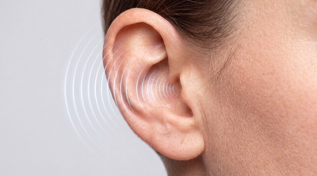 Ear and Sound Waves for Winter Hearing Health Concept