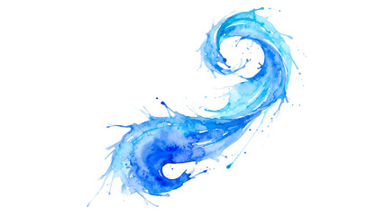 Fototapeta premium Abstract blue watercolor splash swirling with textures splatters isolated on transparent background