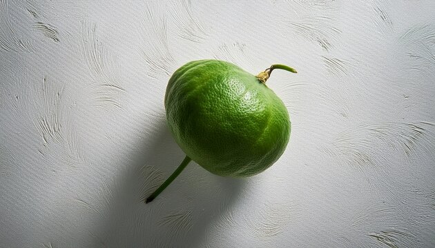 a top down view of a green hula hoop resting on a textured white surface under bright studio lighting
