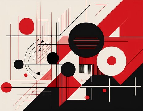abstract geometric bauhaus style background red and black constructivism art poster design