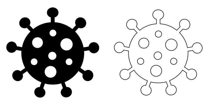 Virus icon Set with pathogen cell symbolizing disease, infection and biology. Microbe for health, epidemic, science and research. Ideal for medical, outbreak, and hygiene concept. Editable Stroke