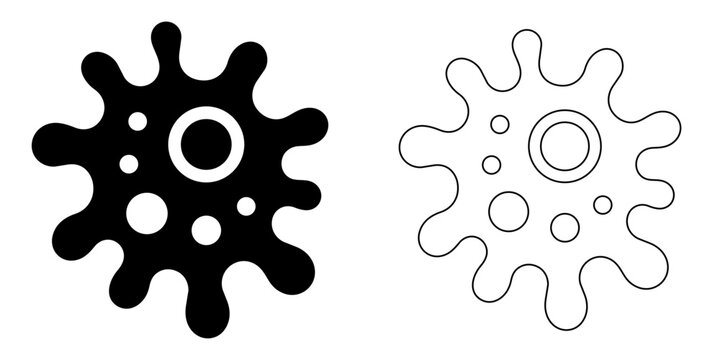Virus icon Set with microbe shape symbolizing infection, disease and biology. Pathogen for health, medical, science and research. Ideal for epidemic, contagion, and microbiology Editable Stroke