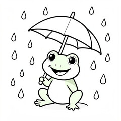 Obraz premium Little Frog Under an Umbrella