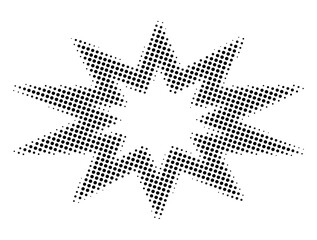 Black Halftone Starburst Boom Explosion Shape Graphic Element for Retro Comic, Pop Art, and Flash Banner © Hayder