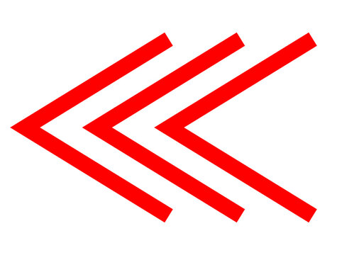 Red Chevron Triple Arrow Pointer Symbol Graphic Element for Direction, Fast Forward, and Navigation Sign