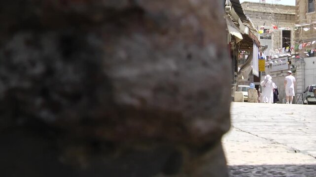 Ancient stone texture in Jerusalem - Slider movement from left to right