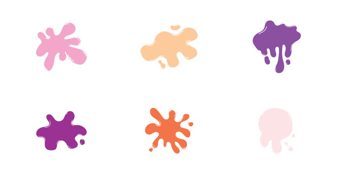 Colorful paint splatter collection and ink splash vector illustration set. Suitable for backgrounds, print designs, advertisements, branding, and decorative compositions.