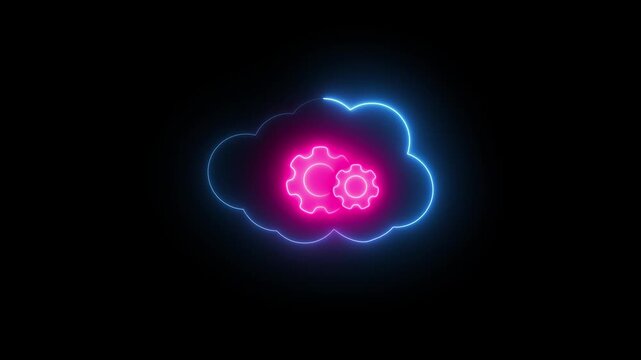 glowing brain line with mechanical gear sign animation.