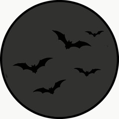 Fototapeta premium Full Moon Silhouette Illustration with Flying Bats for Halloween Night Design