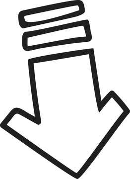 Cute Hand Drawn Step Downward Arrow Vector Icon