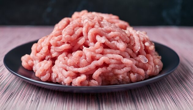 close up of high fat minced meat pinkish white ground beef or pork fresh raw meat with visible fat texture ideal for cooking recipe ingredient and culinary preparation