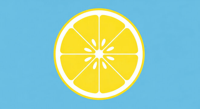 Yellow lemon slice icon on blue background