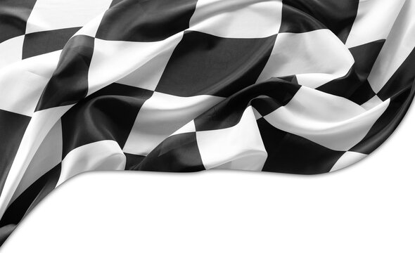 Checkered racing flag on white
