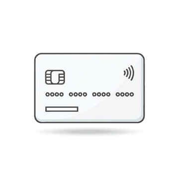 Vector single icon of a contactless credit card featuring minimalist thin lines and soft shadows