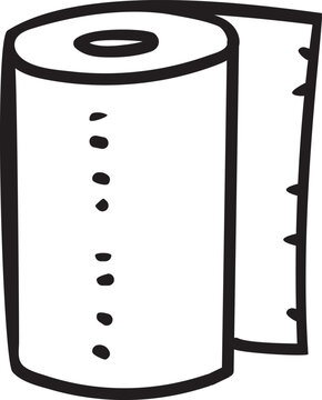 Cute Hand Drawn Kitchen Paper Towel Vector Icon