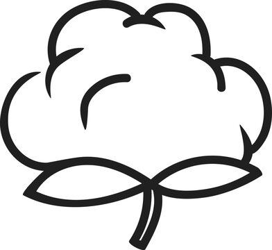 Cute Hand Drawn Natural Cotton Flower Vector Icon