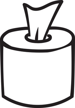 Cute Hand Drawn Roll Tissue Box Vector Icon