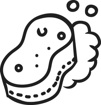 Cute Hand Drawn Sponge Foam Soap Vector Icon