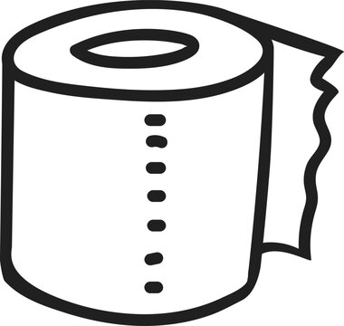 Cute Hand Drawn Toilet Paper Roll Vector Icon