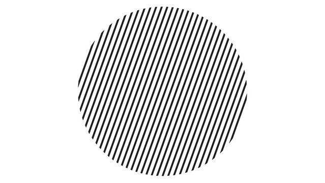 Circular graphic element filled with diagonal black lines on a white background circular shape geometric pattern minimalist icon graphic design abstract circle line pattern modern design