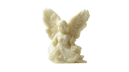 Fototapeta premium Angel figurine holding flowers religious decor