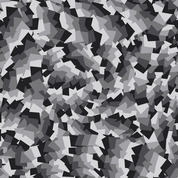 Seamless grayscale geometric camouflage pattern with jagged shapes
