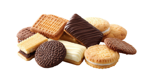 Assorted cookies pile chocolate biscuits