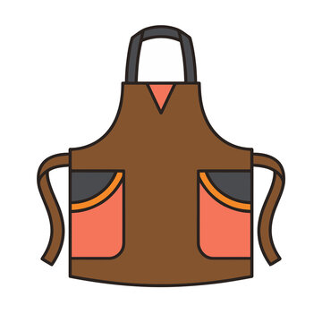 Brown apron with pockets isolated on transparent background