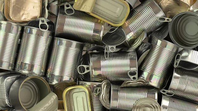Alluminium tins collected for recycling