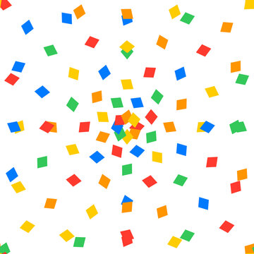 Vibrant multicolor square confetti seamless pattern on white backdrop