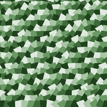 Seamless green geometric camouflage pattern with overlapping squares
