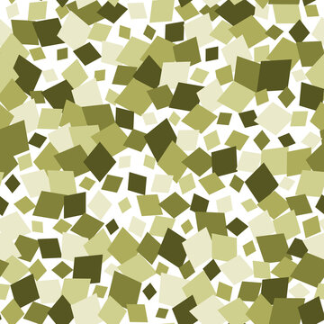 Green geometric square mosaic seamless pattern on white background