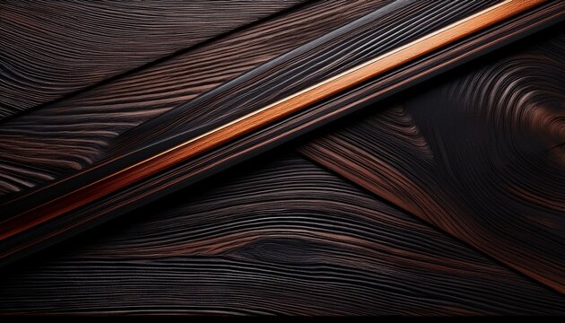 dark ebony wood texture a minimalist veneer pattern featuring deep charcoal tones and a singular copper line reflecting quiet elegance and modern sophistication