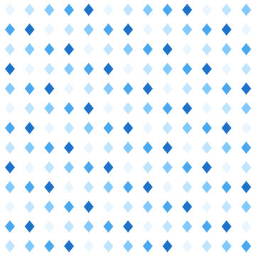 Seamless blue and white geometric rhombus diamond grid pattern