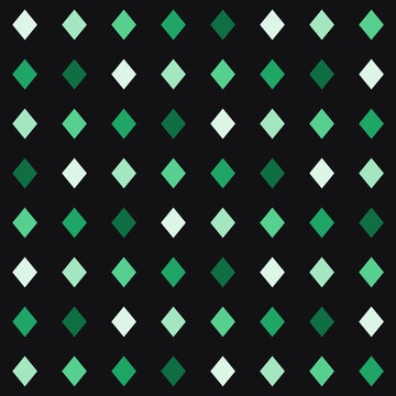 Seamless pattern of emerald green diamond icons in a grid layout