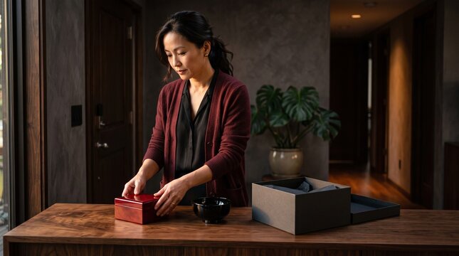 Red lacquerware gift styling for a refined home