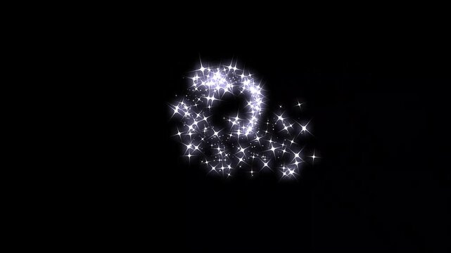 White glitter sparkles trail with twinkling stars animation, white glittering magic shimmer, simple doodle magic path, animated shine stars, glitter stars particles on black screen. 4K abstract