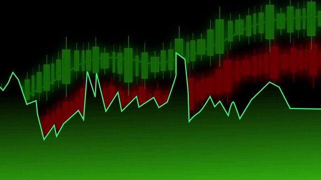 simple green random shape graph with stock market candle animation rising up down value sliced shape background blue background screen animation stock video footage