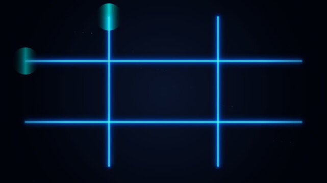 Blue Neon Laser Grid Lines Moving on Dark Background
