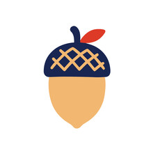 Stylized acorn with leaf and stem © qiran