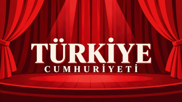 Turkiye Cumhuriyeti text on theater stage national celebration event