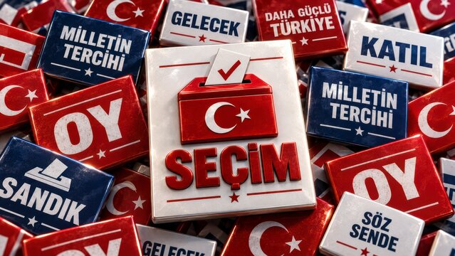 Turkish ballot box with vote paper national election political