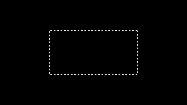Dotted line rectangle frame animation on white background. Animation of a dotted line path from left to right point. border frame dotted line animation isolated on Black screen.