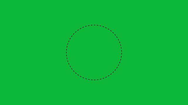 Dotted line circle frame animation on white background. Animation of a dotted line circle path from left to right point. circle frame dotted line animation isolated on Green screen.