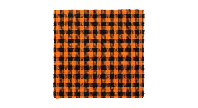 Orange and black gingham fabric swatch for festive autumn and Halloween decorations