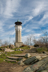 PLOVDIV, BULGARIA - JULY 15, 2023: The Sahat Tepe Clock Tower on Danov Hill © Nikolay Dimitrov
